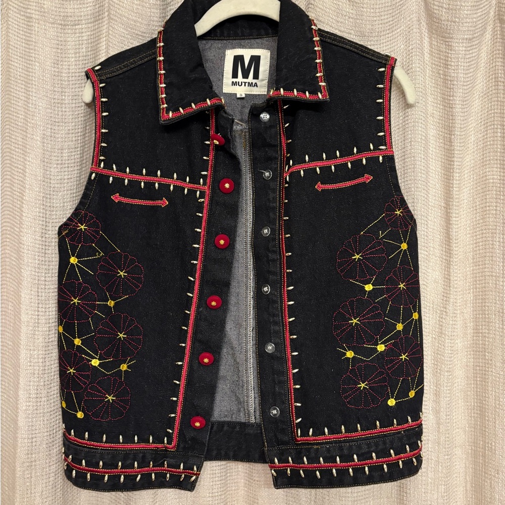 Black Embroidered Women's Vest